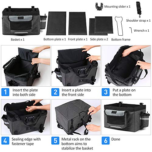Lixada Bike Basket Folding Pet Cat Dog Carrier Front Removable Bicycle Handlebar Basket Quick Release Easy Install… - Image 7