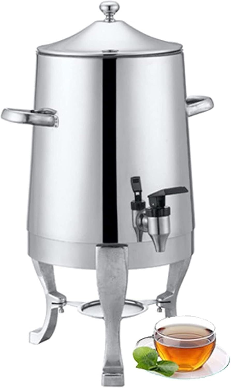 MYUYEE 13L Hot Beverage Dispenser, Stainless Steel Chrome Accents Commercial Coffee Chafer Urn With Lid - 3.5 Gallon (Silver)