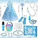 G.C ELSA Eiskönigin Spielzeug Geschenk für Mädchen 4 5 6 7 8 Jahre, Mini Karaoke Maschine mit Kindermikrofon & Prinzessin Kostüm Zubehör & Zauberstab, Frozen Spielzeug Eiskönigin Geschenke Mädchen