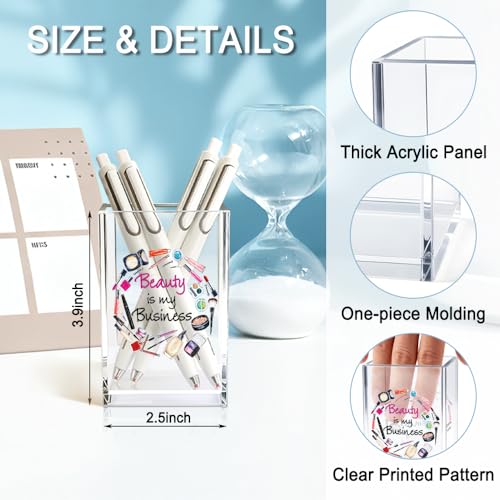 Image of Beauty is My Business Acrylic Cosmetic Holder, Funny Makeup Brush Holder Gifts for Cosmetologist Makeup Lover Women Girls, Christmas Birthday Gifts for Daughter Niece Sister BFF