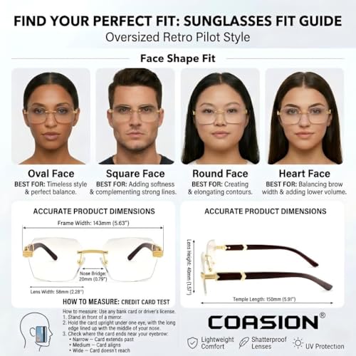 Image of COASION Fashion Rimless Frameless Sunglasses for Women Men Y2k Retro Sun Glasses Square Tinted Glasses