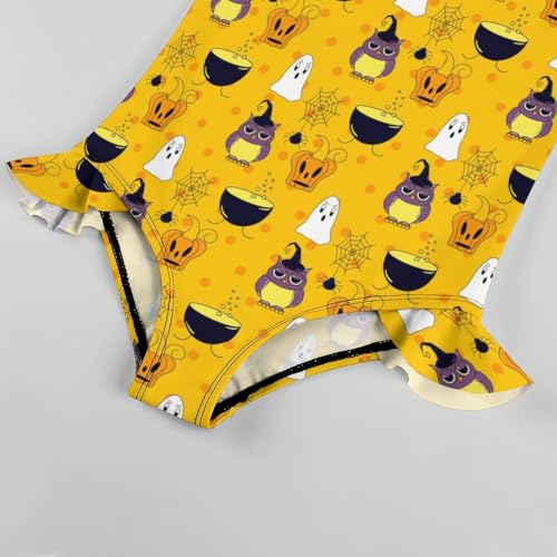 Image of Girls One Piece Swimsuit Cute Alpacas Hearts Stars Ruffles Swimwear Bathing Suits 3-12 Years