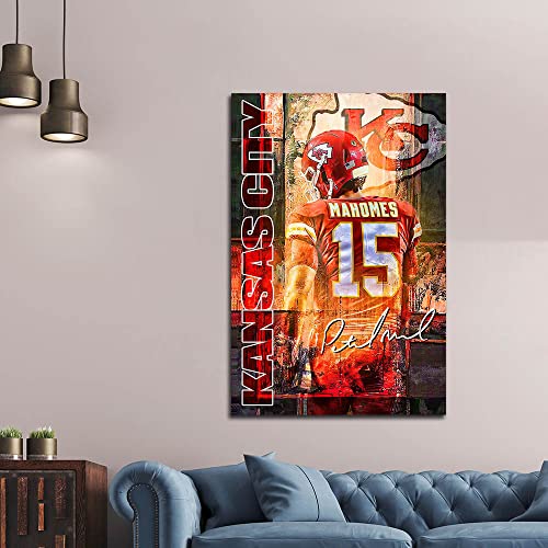 Patrick Mahomes Posters American Football Posters Print On Canvas Wall Art Gift Decor Home Poster For Boys Room (A,16X24 In Unframed) #TOP2