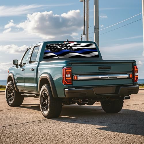 Image of Rear Window Decals for Trucks - 65x17.3 in Back Window American Flag Decals Fit Most Pickup Trucks SUV, Vinyl Back Window Decal Truck Rear Window Graphics for Personalized