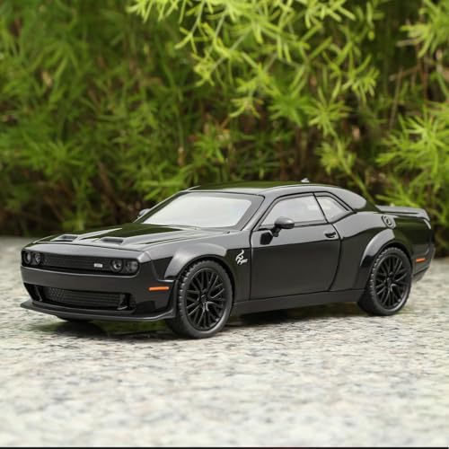 Image of 1:32 Scale Dodge Challenger Hellcat Die-Cast Metal Toy Car with Lights & Sound, Pull Back Action, Openable Doors, Hood & Trunk | Alloy Sports Car Model (1:32 Hellcat Dodge Challenger-Multicolor)