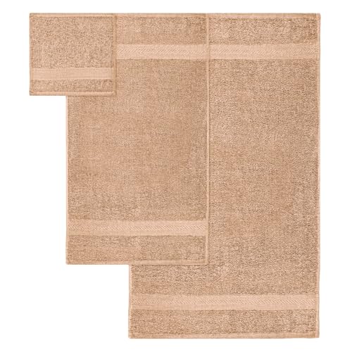 SweetNeedle 6 Piece Towel Set - 2 Bath Towels, 2 Hand Towels and 2 Washcloths Cotton Daily Use Hotel Spa Quality Soft Highly Absorbent Quick Dry Light Weight (Linen) - Image 4