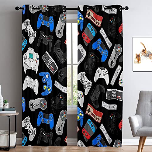 Boys Gaming Window Curtains, Teens Gamepad Curtains, Video Games Controller Window Treatments Curtains - Thermal Insulated Room Curtains For Living Room, 2 Window Curtain Panels #TOP1
