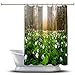 Kurtyna prysznicowa z nadrukiem leśnej scenerii / wodoodporna do Twojej wanny dekoracje łazienkowe - wiosenna trawa drzewa białe kwiaty