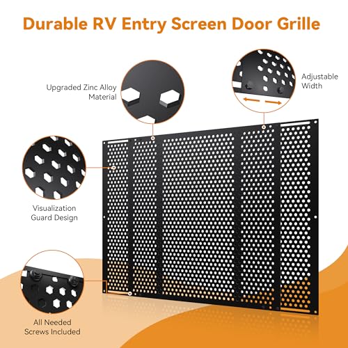 Image of RVZONE Adjustable Defender Grille RV Screen Door Protector 21.5‑35 inch for Dog