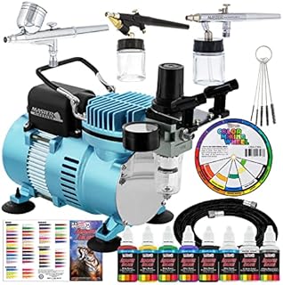 Master Airbrush Professional Cool Runner II Dual Fan Air Compressor Airbrushing System Kit with 6 Primary Opaque Colors Acrylic Paint Artist Set, 3 Airbrushes, Gravity and Siphon Feed - How to Guide