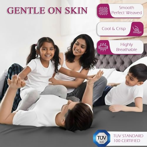 Image of Trance Combo Pack - Waterproof Mattress Protector with 2 Pillow Protector | 100% Waterproof | 78x60 Inches | Breathable and Hypoallergenic Fitted Bed Protector & Pillow Cover (78x60 Queen, Grey)