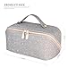 Misvivaus Makeup Bag,Gifts for Women,Travel Makeup Bag,Travel Toiletry Bag,Lay Flat Makeup Bag,Large Makeup Organizer Upgrade Waterproof Portable Cosmetic Bag Divider and Handle(Fashion Silver Grey)