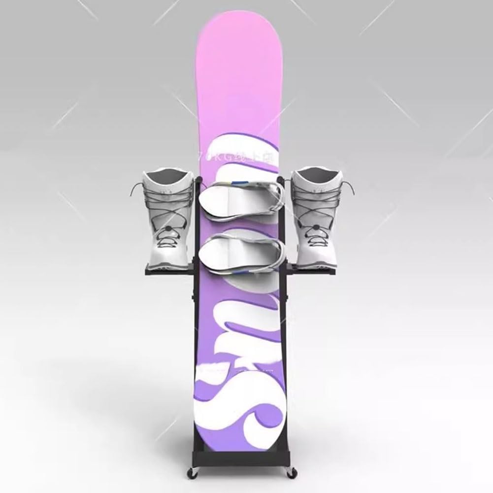 Generisch Snowboard- und Skiaufbewahrungsständer aus Metall, verstellbar, für die Garage, geeignet für Skischuhe, strapazierfähige Schwarze Oberfläche, Maße: 32 x 50 x 80 cm
