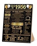 70th Birthday Party Decorations for Women Men, Black and Gold Back in 1956 Poster Wooden Sign, 70th Anniversary Birthday Table Decorations Party Favors
