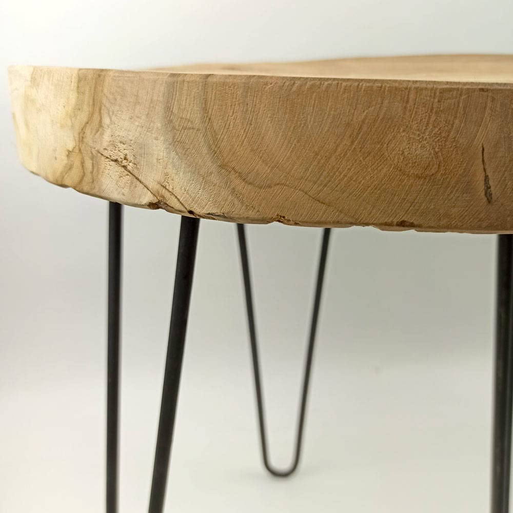 Taboret, drewno tekowe i stalowe, naturalne, 30 x 30 x 42 cm