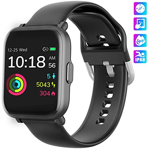 KUNGIX Smartwatch, Reloj Inteligente Mujer/Hombre con Monitor Oxígeno Sanguíneo(SpO2) de Pulsómetros, Pulsera de Actividad Inteligente Impermeable IP68 con Pantalla Táctil Completa para Android y iOS
