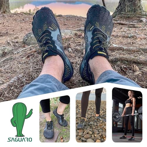 Miniatura 2 de Saguaro Zapatillas Minimalistas Barefoot Hombre Mujer - Zapatos De Trail Running Para Deportes Acuaticos - Ligeras Antideslizante Respirable Con Caja Suela Zero Drop, Negro Carbón, 42 Eu