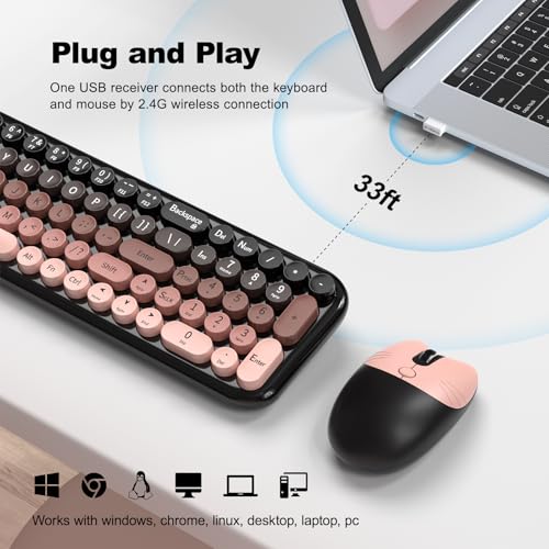 Image of KNOWSQT Wireless Keyboard and Mouse Combo - BlackBerry-Gradient 2.4G Full-Size Typewriter Cute Colorful Keyboards - USB Plug and Play, for Windows, Laptop, Computer, PC, Desktop