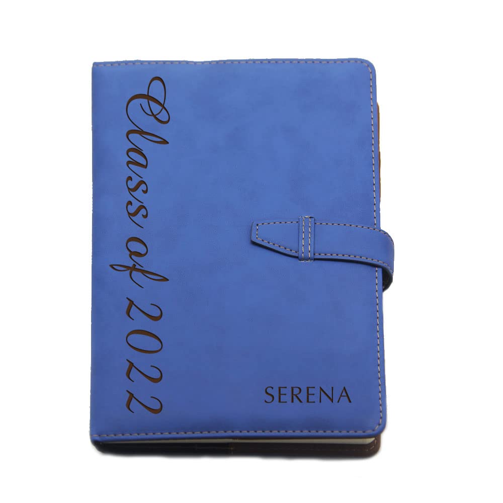 EDSG Personalised Gift for Mum Women Men Journal Diary Notebook Custom PU Leather Notebook Leather Diaries for Him Girl Her Daughter Boy Gift for Birthday Graduation A5 Size (Blue Design 3)