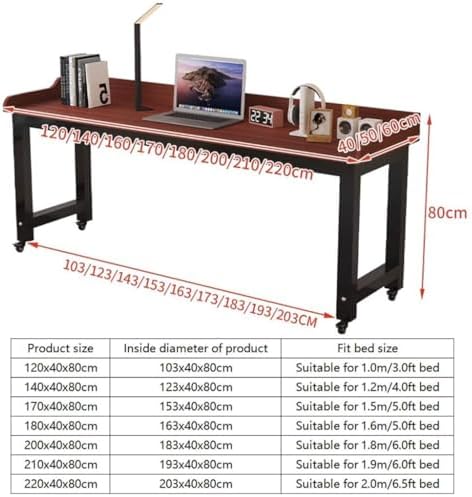 Foldable Table Tray Bedside Laptop Table Home Bed Simple Desk Folding Mobile，Adjustable Overbed Table with Brake Wheels Multifunctional Bedside Table for Working Eating and Gaming