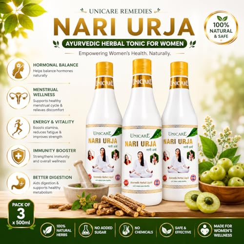 Image of Unicare Remedies Nari Urja Ayurvedic Herbal Tonic for Women | Supports Hormonal Balance, Menstrual Wellness, Energy & Immunity | Women's Health Supplement | Aids Digestion & Metabolism | 100% Natural Herbal Liquid
