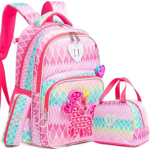 Backpack for Girls Elementary Preschool Kids Lunch Box for School