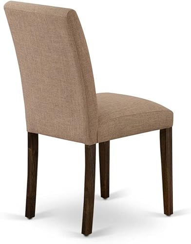 Miniatura 7 de East West Furniture ABP7T47 Abbott Parson Sillas de cocina  Sillas de comedor acolchadas de tela de lino color sable ligero, juego de 2, jacobeo