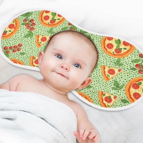 J JOYSAY Pizza Tomato Green Baby Burp Cloths for Boys Girls Large 22''x11'' Cotton 4 Layer Baby Spit Up for Newborn one sizex14