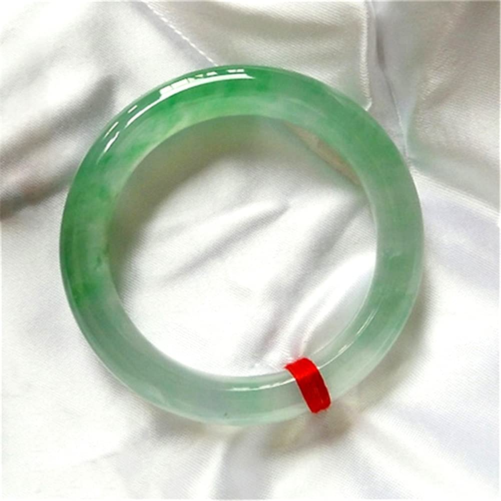 Bracciale Rigido in Giada per Donna Bracciale con Fiore Galleggiante Verde Ghiaccio Naturale Autentico con Certificato Regalo per la Mamma (Dimensioni : 58 mm) (60 mm)