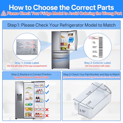 DA97-12650A Door Shelf Bin Only for Right Side Samsung Refrigerator Door Shelf Replacement for Samsung RF263BEAESR RF261BEAESR RF260BEAESR Door Bin for Samsung Fridge Door Shelves With 5 Fridge Magnet by Rimous - Image 5