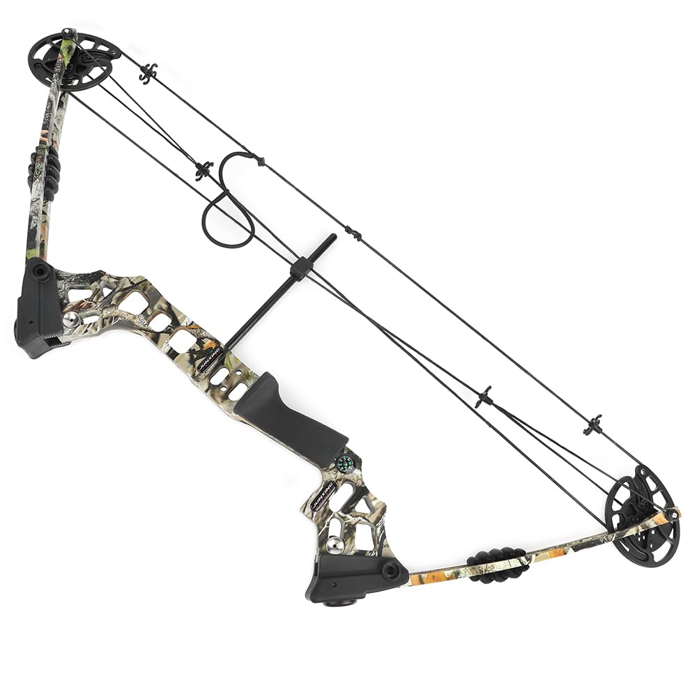 Set arco compound pronto per la caccia - Potenza di trazione 20-70 libbre, lunghezza di trazione 24“-30”, velocità 320 fps, completo di tutti gli accessori per la caccia e il tiro al bersaglio