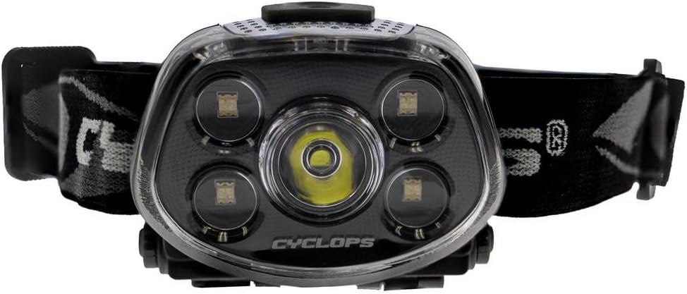 Cyclops Force XP Headlamp Tactical Durable Lightweight Compact IPX6 Water Resistant Adjustable Headband 5 Light Modes Bright 3 Color LEDs 350 Lumen Head Flashlight AAA Batteries Included