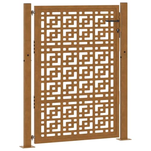 vidaXL Puerta de jardín diseño en Cruz de Acero Desgastado 100x125 cm, Puerta de Cerca, Puerta Exterior, Puerta de Metal, Puerta de Seguridad