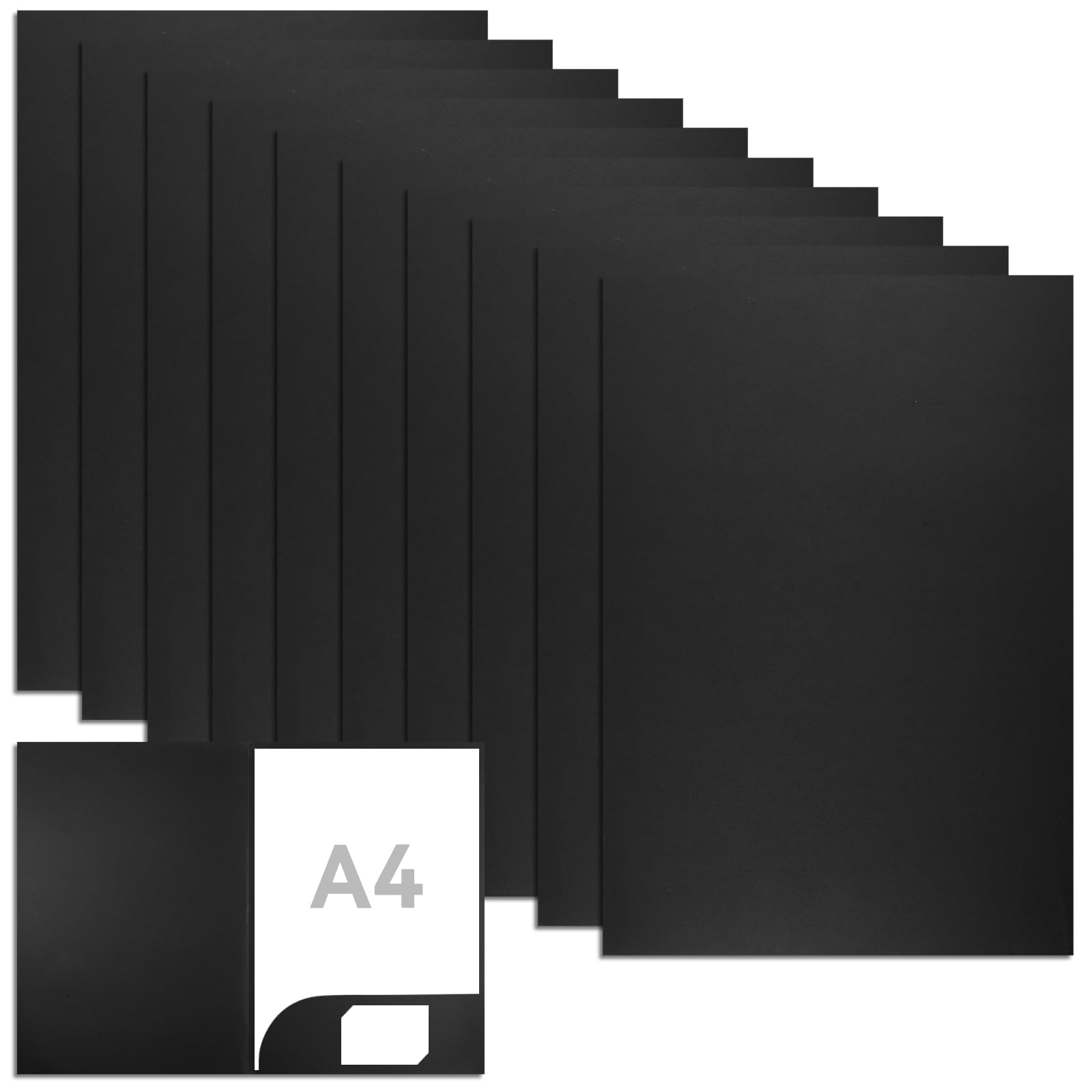 10 Pieces A4 Kraft Paper File Folder 31 x 22 cm A4 Folders Cardboard Black Folder Square Cut Document Folder Single Insert Folders with Business Card Slot Presentation Paper Folders for Office Home