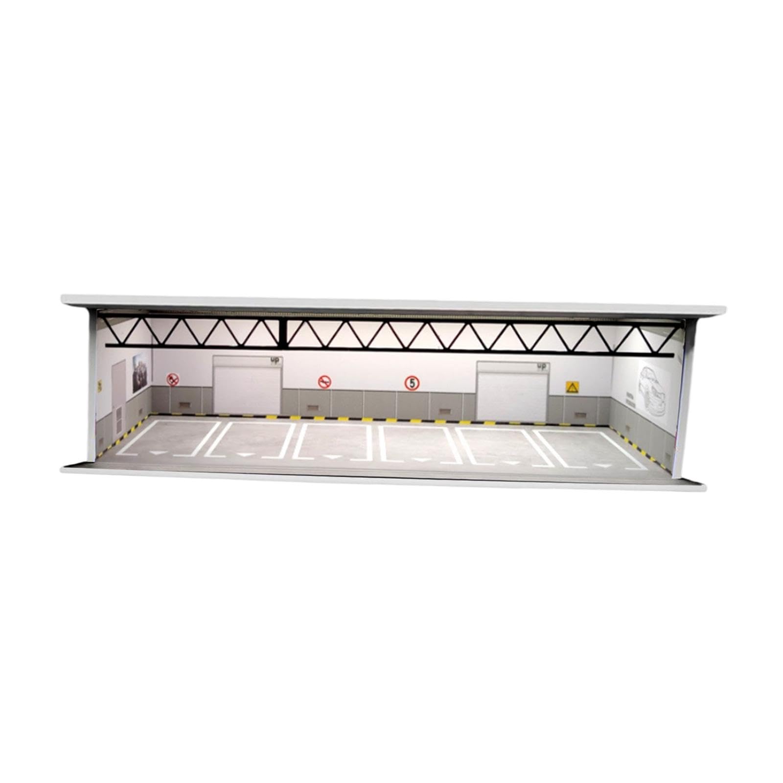Sharplace 1:64 Parkplatz-Vitrine, Garagen-Diorama-Hintergrund, beleuchtet mit Parkplatzszene für Sportwagen-Actionfiguren-Zubehör, Style C