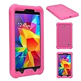 TECHGEAR Schutzhülle für Samsung Galaxy Tab 4 7,0 (SM-T230 SM-T231 SM-T235), [Kinderfreundlich] Leichtes Koffer Silikon Soft Shell Anti-Rutsch-Shockproof verstärkte Ecken + Displayschutzfolie. Rosa