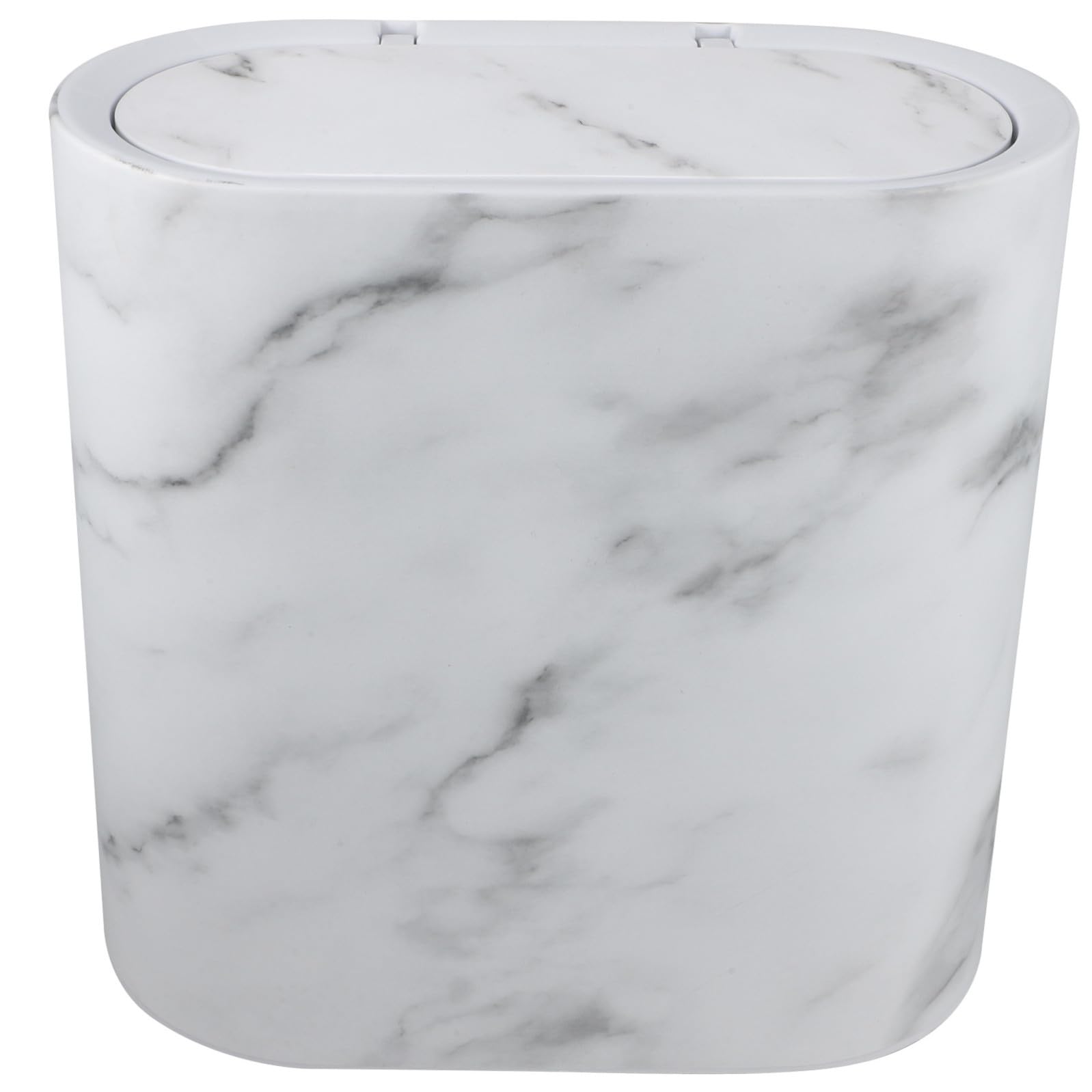 Hemobllo Spazzatura con Finitura Effetto Marmo Raffinato Bidone con Coperchio in Plastica Stretto Capacità Moderata, Design Salvaspazio per Cucina e Camera da Letto
