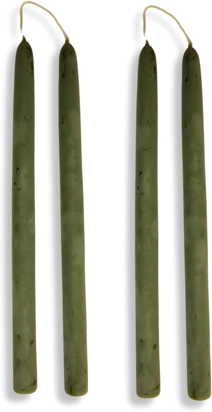 Candlestock Beeswax Taper Candles – Standard 7/8" Diameter, Pure 100% Natural USA Beeswax, Cotton Wick, Dripless, Long-Burning, Handmade in Woodstock, NY- 12 Inches - 2 Pairs (4 Candles) - Sage