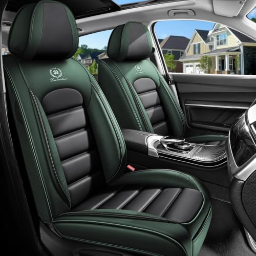 Image of Leather Front Seat Covers for Toyota Camry 2015-2026, Black-Green