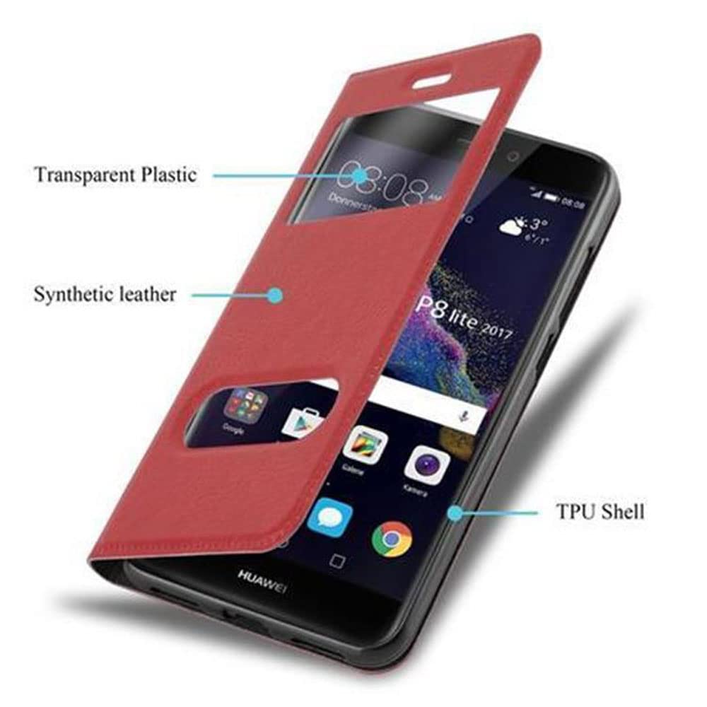 Cadorabo Custodia Libro per Huawei P8 Lite 2015 in Rosso