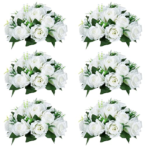 NUPTIO White Flower Centerpieces for Tables: 6 Pcs Artificial Flower