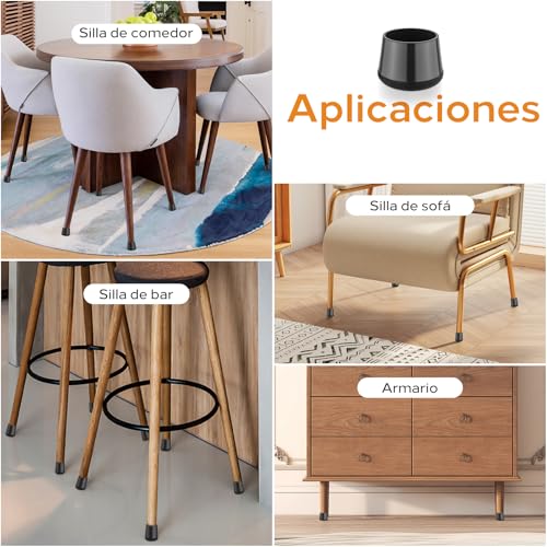Miniatura 6 de Yomanta Protector Patas Sillas Silicona 24pcs Protector Sillas Patas Con Almohadillas De Fieltro,Eliminan El Ruido Y Los Arañazos Circular - Extra Pequeño Negro