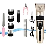 Zeroire ペット用バリカン USB充電式 5段階スピード調整 低騒音 犬用シェーバーペット ペットクリッパー 猫用 バッテリー付 4つの制限コーム付 初心者 自宅トリミング用