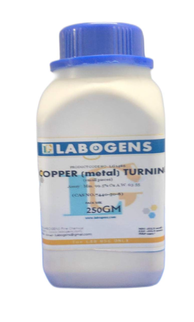 Labogens COPPER (metal) TURNING/FILLING (small pieces) 250GM Assay : Min. 99.5% Cu A.W. 63.55