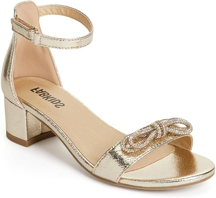 FabKids Girls Braided Open Toe Ankle Strap Flat Lightly Padded Sandals Summer Holiday Party Dress Shoes for Toddler Little Kid Big Kid