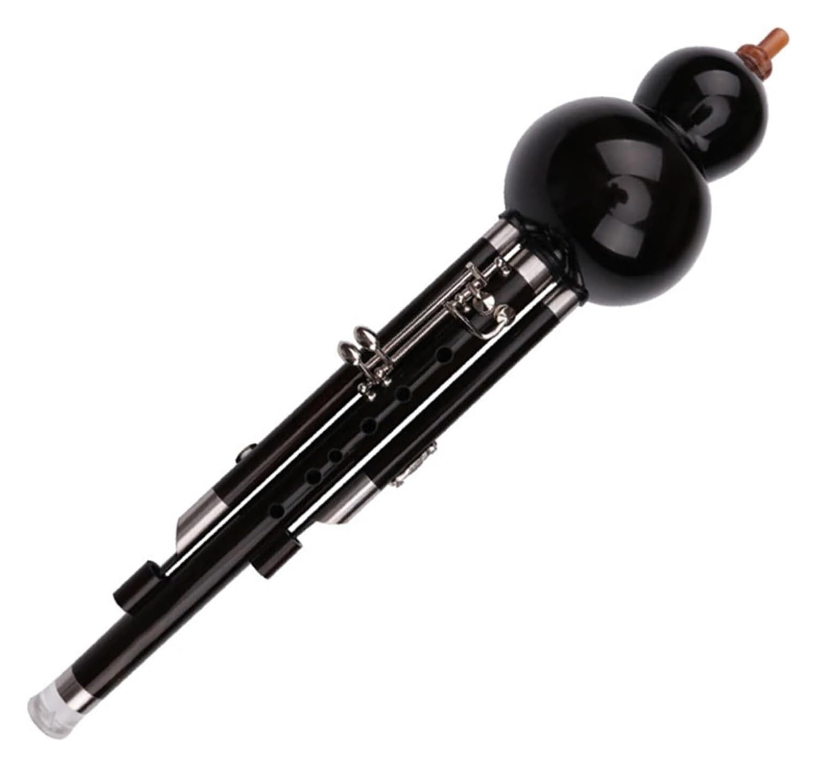 Holzwerkzeuge Nationalinstrumente Hulusi-Flöte, komplett aus Mahagoni/Ebenholz, Plus-Taste, ethnisches Hulusi-Blasinstrument, professionelles Spielen der Kürbisflöte for Erwachsene(BK,F key)