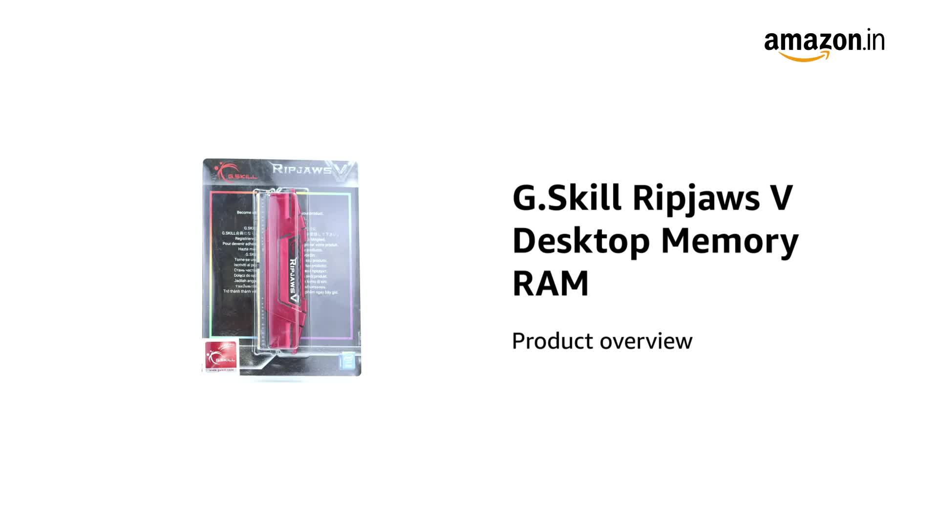 Amazon.in: Buy G.SKILL Ripjaws V 8GB (1 * 8GB) DDR4 3000 MHz CL16