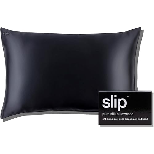 SLIP Silk Queen Pillowcase, Black (20" x 30") - 100% Pure 22 Momme Mulberry Silk Pillowcase - Anti-Aging, Anti-BedHead, Anti-Sleep Crease