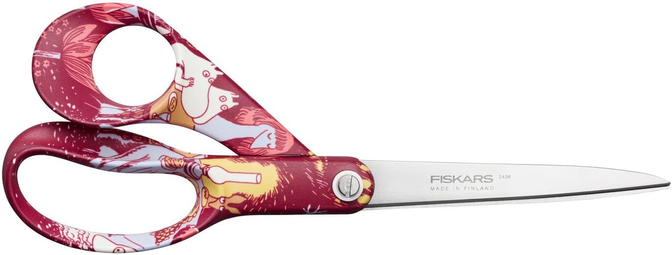 Fiskars Festive Moments 1080088 All Purpose Scissors with Moomin Design, Right-Handed Length: 21 cm, Stainless Steel Blades