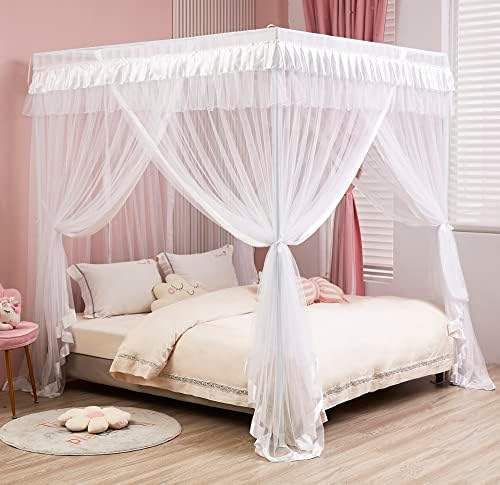 Mengersi Bed Canopy for Girls,Canopy Bed Curtains Canopy for Bed Drapes,Princess Bed Curtains Birthday Present Girls Room Decor,Purple